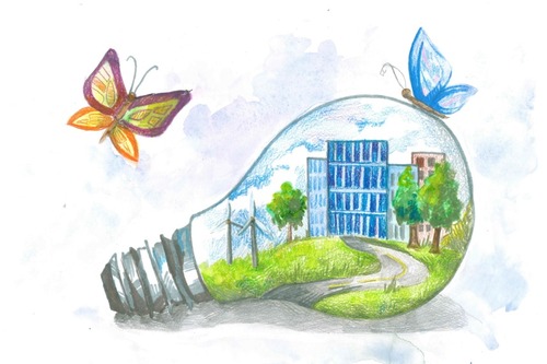Рисунок Анастасии Нижарадзе для конкурса, посвященного энергосбережению